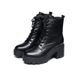 Z Martin 2024 New Winter Versatile Short With Chunky Mid Heels, Thick Soles, Internet Celebrity Platform Lace-up Boots_vogvips.com