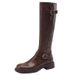 2024 Wasteland Round Toe Over-the-Knee Knight For Women, British Style Slimming Autumn Winter Versatile Chunky Mid-Heel_vogvips.com