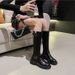 Brown Long For Women 2024 New Autumn Winter Small Size Slimming Thick Sole Over-the-Knee High Knight Boots_vogvips.com