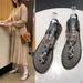 Women's Foreign Trade With Flat Heel, Thong Design, Rhinestone Ankle Strap, Herringbone Style Beach Sandals For Women_vogvips.com
