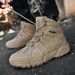 Outdoor High-top Boots Men Anti-slip Hiking Shoes Men Soft Durable Casual Lace-up Thick-soled Comfortable Combat Boots Men_vogvips.com