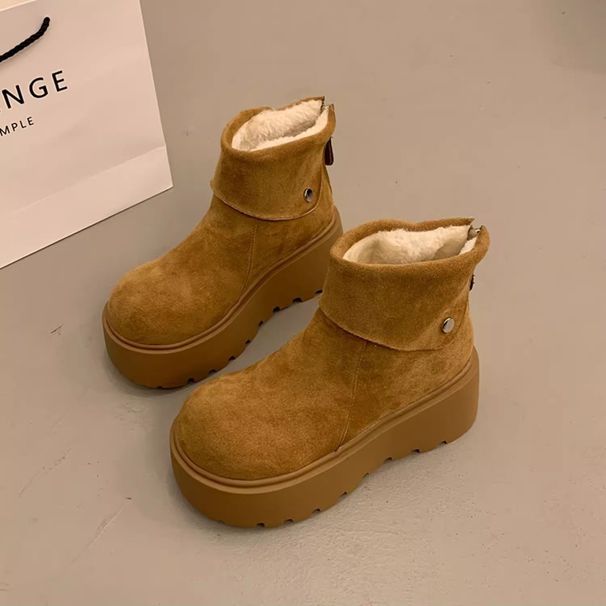 Thick-Soled Height-Increasing Snow For Women Martin 2025 New Winter Fleece-Lined Warm Short Boots Big-Toe_vogvips.com