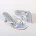 Elegant Heart Buckle Strap Kitten Heel Sandals - Square Toe Satin Summer Slides For Women (Black/Silver/Pink)_vogvips.com