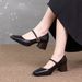 Small Square-toed Sheepskin High-heeled Shoes For Women, Hepburn-style Genuine Leather Mary Jane Single-strap Women's_vogvips.com