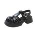 Platform Roman Peep-Toe For Women 2025 Summer New Versatile Chunky Casual One-Strap Hollow Sandals Trend_vogvips.com