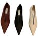 Hong Kong Pointed-toe Women's Shoes 2025 Spring And Autumn New Korean Style Niche Internet Celebrity Chunky Heel Soft_vogvips.com