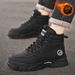 Winter Fleece-Lined High-Top Martin Boots For Men, British Retro Work Shoes, Thick Sole, Extra Warm Cotton Shoes, Short_vogvips.com