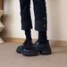 Women's Shoes Retro Platform Loafers, British Style, Deep Cut Slip On Round Toe Leather Shoes._vogvips.com
