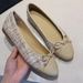 In-Stock New-Style Quilted Women's Leather Ballet Flats With Bow, Shallow Cut, Color-Blocked Flat Shoes_vogvips.com