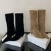 Women's Knee High Boots Chunky Heel Pointed Toe Suede Winter Boots Waterproof Slip-Resistant Comfortable Riding Boots For Women_vogvips.com