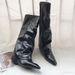 Pointed-Toe High-Cuff Over-The-Knee Boots Matte Black Chunky Heel Stretch Fit Long Boots Fashion Knee-High Boots Patent Leather Pointed Toe Black_vogvips.com