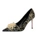 Sexy Banquet Slim High Heel Shallow Mouth Pointed Pearl Flower Rhinestone Women S Single Shoes_vogvips.com