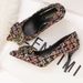 6289-25 Korean Style Fashion Color-Block Knitted Women's With Thin High Heels, Rhinestone Buckle, Pointed Toe, Slimming_vogvips.com