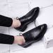 Classic Pointed Toe Dress Shoes With Hidden Wedge Heel For Business & Formal Occasions - Lightweight & Comfortable Oxford Style Lace-Up Shoes_vogvips.com