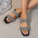 Rhinestone Chic Beach Holiday Peep-toe Flat Sandals For Women_vogvips.com