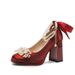 Women's Shoes Spring Classic Style Elegant Basics Casual Business Wedding Party Red Square Toe Mary Jane Wedding Shoes Strap Pearl Waterproof_vogvips.com