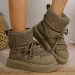 Women Suede Snow 2024 Winter Lace Up Warm Padded Ski Boots Leisure Synthetic Wool Platform Short Shoes_vogvips.com