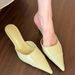 Splicing Pointed Heel Mueller Sandals Spring And Summer New Patent Leather Light Mouth High Heel Celebrity Bag Head Half Slippers_vogvips.com