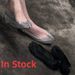 Women's Split Toe Shoes Inner Wedge Heel Low Cut Patent Leather Mesh Rhinestone Pig Trotter Single Shoes Style Women's Ballet Flats_vogvips.com