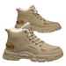 Men's High Top Work Boots Breathable Summer Hiking Shoes With Fleece Lining Slip-Resistant Rubber Sole Outdoor Casual Boots_vogvips.com