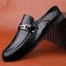 Euro Step Large Size Casual Leather Shoes 2025 Summer New Loafers Men Crocodile Pattern Half Slippers Men's Moccasins_vogvips.com