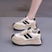 Women's Chunky White Sneakers - Breathable Platform Casual Shoes With EVA Insole For Spring Summer Fall (Black, Beige Red, Beige Black)_vogvips.com