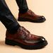 Men's Casual Leather With Crocodile Pattern, Fashionable Thick Soles, Raised Inner Wedding Shoes, Youth British Style_vogvips.com