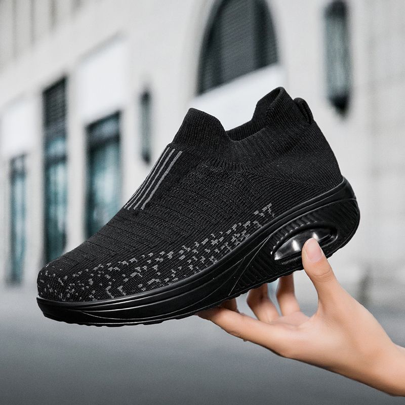 Women Walking Running Mesh Fashion Platform Slip-On Sneaker Air Cushion Gym Modern Dance Shoes_vogvips.com