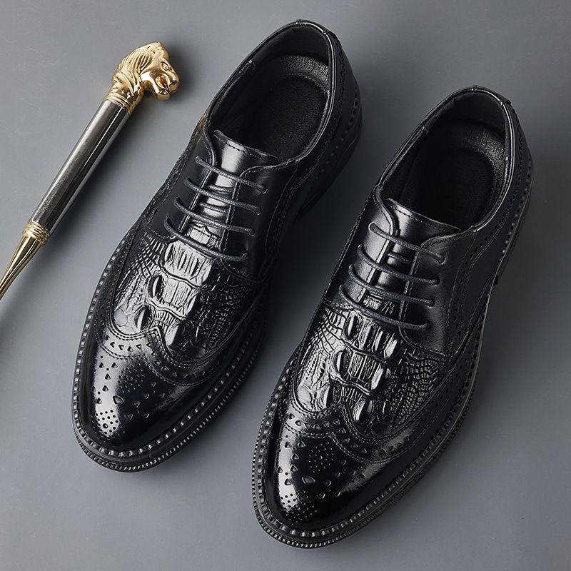 Brogue Genuine Business Formal British Carved Men's Leather Lace-up Breathable Shoes_vogvips.com