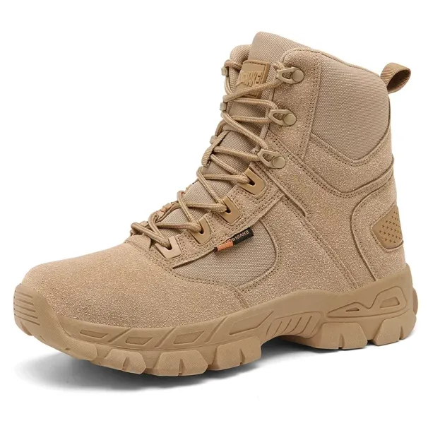 High-top Boots Men Outdoor Anti-slip Lace-up Flat Soft Wear-resistant Hiking Shoes Men Breathable Comfortable Combat Boots Men_vogvips.com