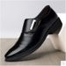 Barber Black Casual With Velvet, Men's Leather Shoes, Korean Style Trendy British Pointed Light Wedding Shoes_vogvips.com