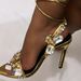 Women's Shoes 11cm New Pointed Gold Foreign Trade Rivet Rhinestone Stiletto Heels Summer Sandals Fashion Large Size Shoes_vogvips.com