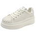 Genuine Leather Platform Thick Sole Height-Increasing White Shoes For Women, Shell Toe, 2026 Spring New Fashion_vogvips.com