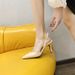 Thin Heeled Toe Caps, Sandals With Hollow Suede And Pointed Tips, Women's Singles, Sexy Single Button High Heels_vogvips.com