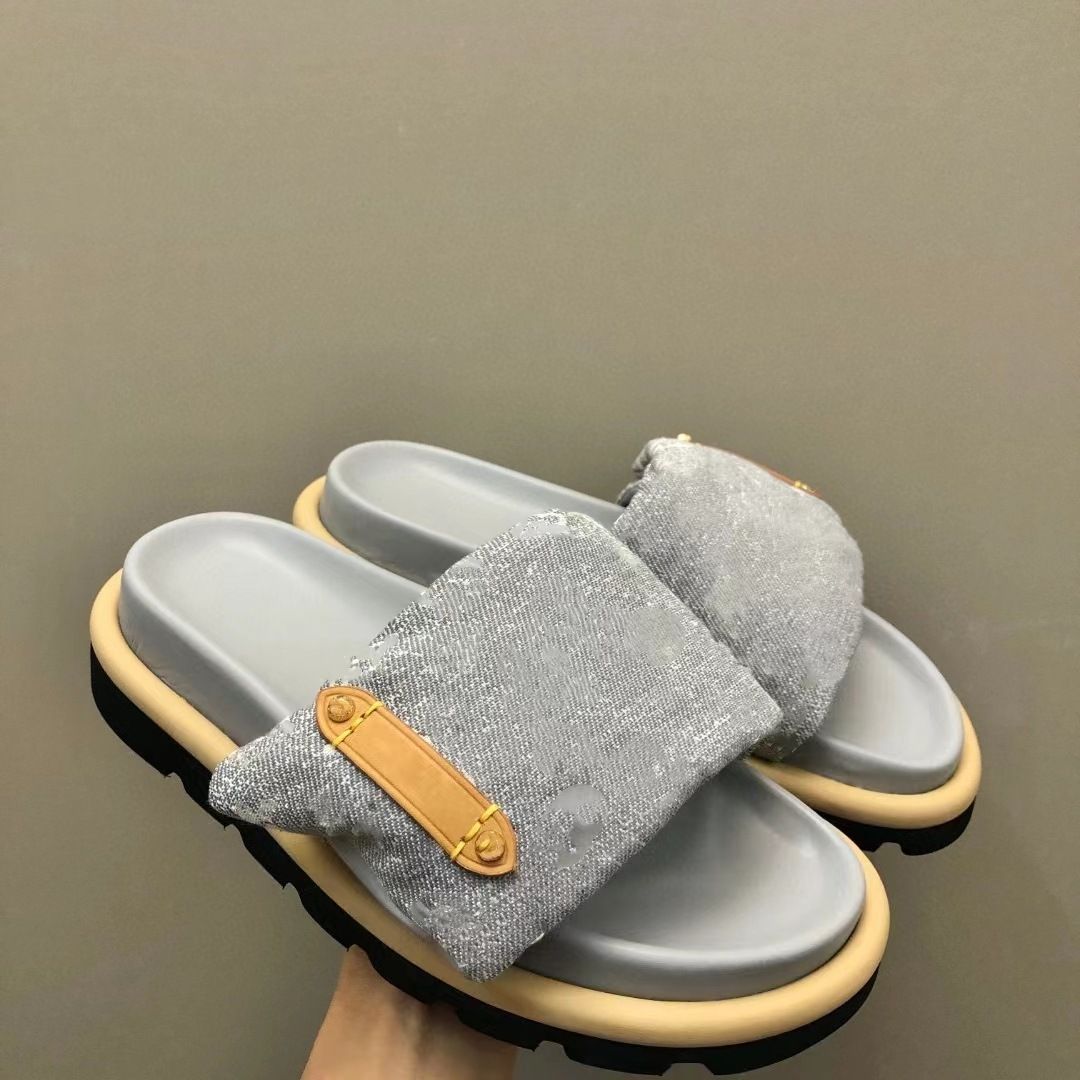 Unbeatable Quality 2024 Summer New Thick Velcro Cool Women's Flat Bottom Couple's Denim Casual Outerwear One Line Dragging Men's Shoes_vogvips.com