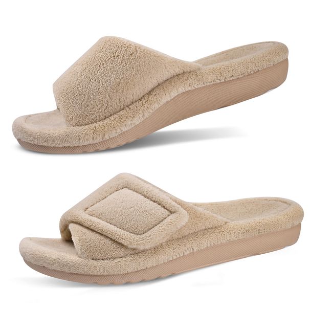 Crestar Women' Slippers Winter Fashion Open Toe Fluffy Solid Color House Slippers New Indoor And Outdoor Antiskid Cotton Shoes_vogvips.com