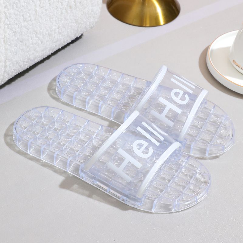 Fashion Home Transparent Jelly Plastic Cool Slippers Women's Summer New Indoor Bath Bathroom Crystal Slippers_vogvips.com