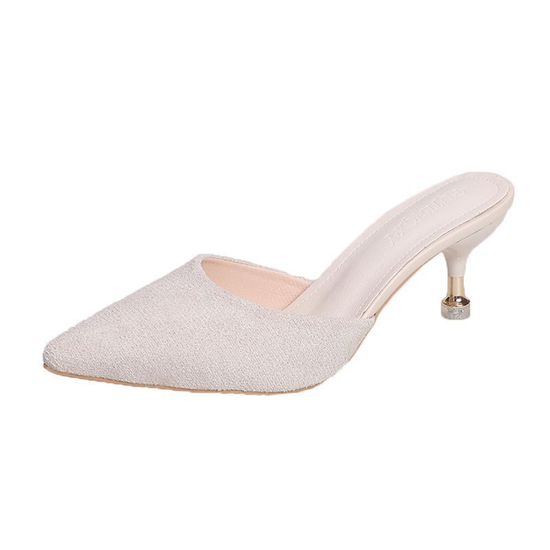 2024 New Summer Net Red Half Bao Sandals High Slippers Women Wear Fashion Thin Heels Pointed Head Large Size_vogvips.com
