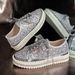 Handmade Summer Casual Women's Shoes With Rhinestones, Chunky Platform, Glitter & Lace-Up Design – Fashionable Round-Toe Slip-Ons_vogvips.com