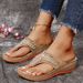 Women's Shoes New Slippers For Women Summer Rhinestone Wedge Sandals Foreign Trade Large Size Thick Bottom Flip Flops_vogvips.com