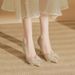 Women's Shoes Wedding Shoes High Heels Women's Stiletto Sequins Fashionable Bow Champagne Color Ladies Single Shoes French Temperament Single Shoes_vogvips.com