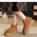 Thick Soled Snow Boots For Women, Fur Integrated Short Boots With Thick Velvet And Warm Cotton Shoes_vogvips.com