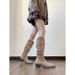 Gravity Shoe Factory Pointed Knee 2025 New Western Style Pleated Pile High Leg Knight Boots_vogvips.com