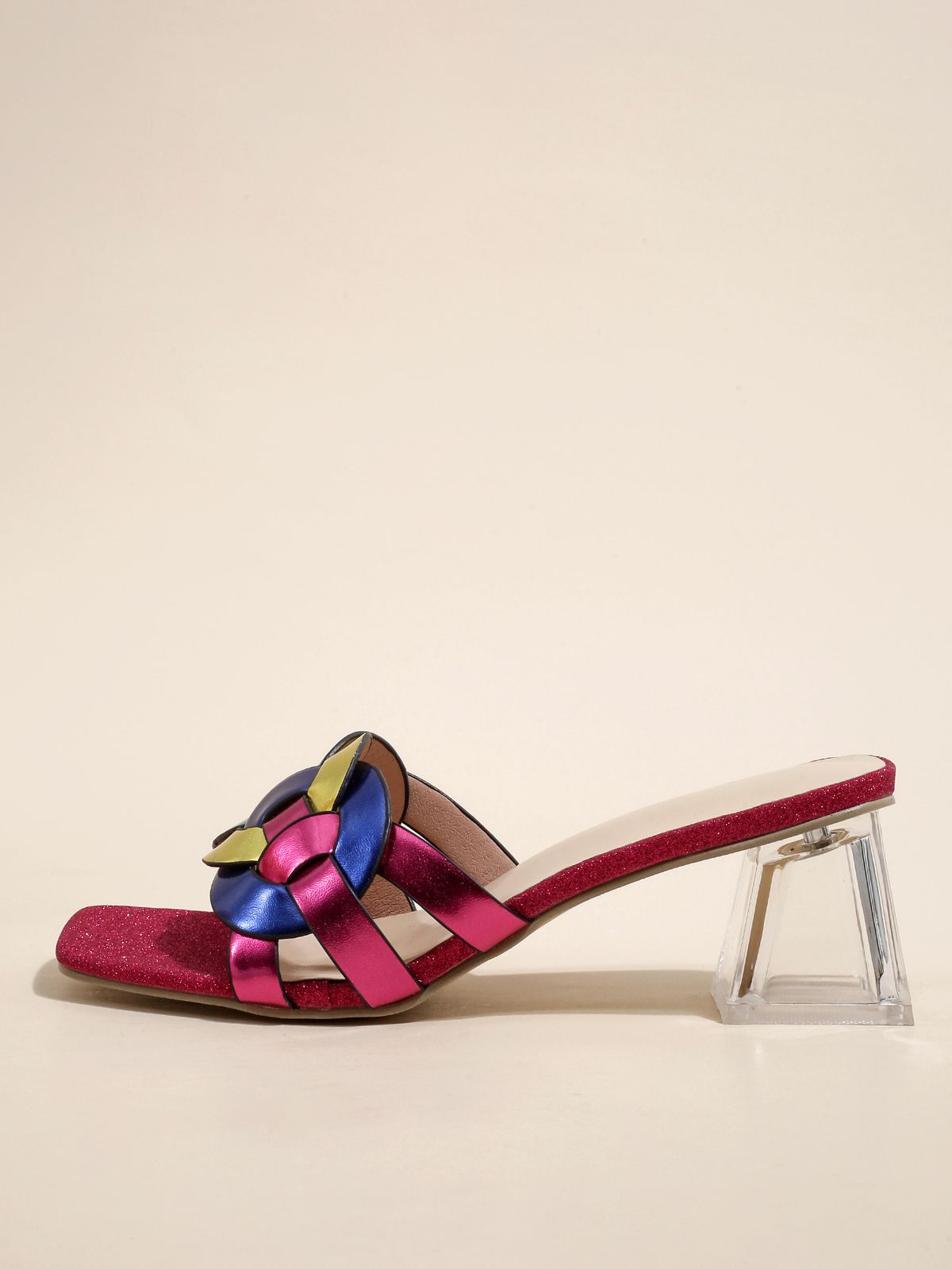 704323 Hot Selling Summer Sandals For Women 2024 New Style Square Head Middle Transparent Heel Strap Weaving Shoes_vogvips.com