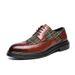 Euro Step Brogue British Style Business Casual Fashion Color Block Carved Pointed Leather Shoes For Men_vogvips.com