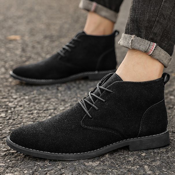 Euro Step Business Formal British Brogue Leather Shoes Men's Outdoor Pointed Boots_vogvips.com