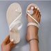 Summer New Large Size Toe-Loop For Women, And Beach Sandals With Rhinestones, Flat_vogvips.com