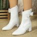 326-90 Women's Pointed Thick Heel Bow Casual Fashion Martin Elegant And Tall Women's Boots_vogvips.com