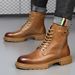 European Warm Series Side Zipper Martin Men High Top British Style Genuine Leather Work Motorcycle Autumn Winter Height Increasing Fleece_vogvips.com