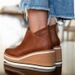 Women's Casual Round Toe Chunky Heel Ankle Boots With Side Zipper - PU Synthetic Leather, Low Cut, Slip-Resistant Rubber Sole_vogvips.com